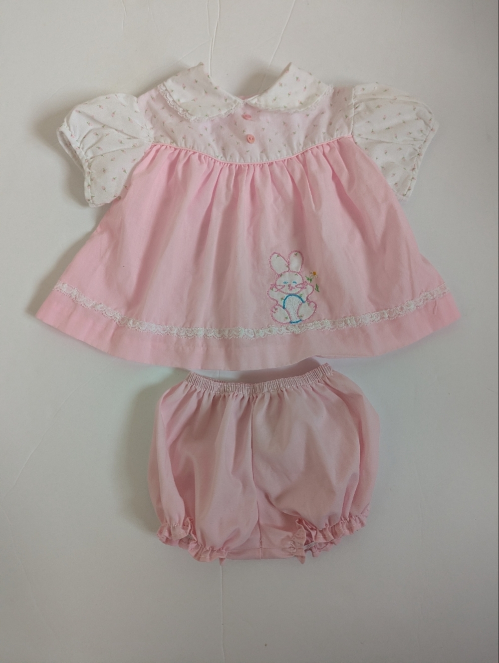 Vtg Dress Outfit 6-9m Pink Bunny